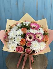 Букет цветов из:  Розы, Герберы и Хризантемы в Большовской