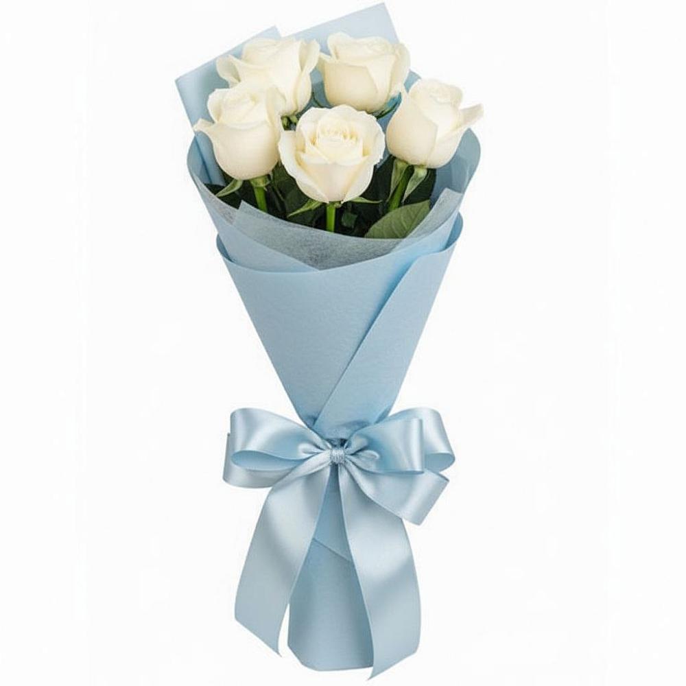 Букет 5 Белых роз Проуд в Большовской