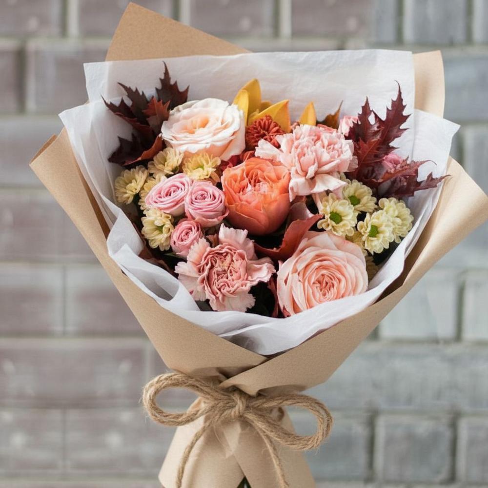 Букет цветов из: Гвоздики, Хризантемы и Розы в Большовской