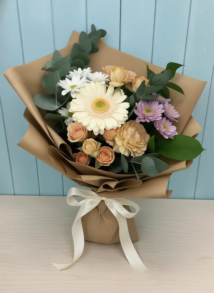 Букет цветов из: Герберы и Хризантемы в Большовской