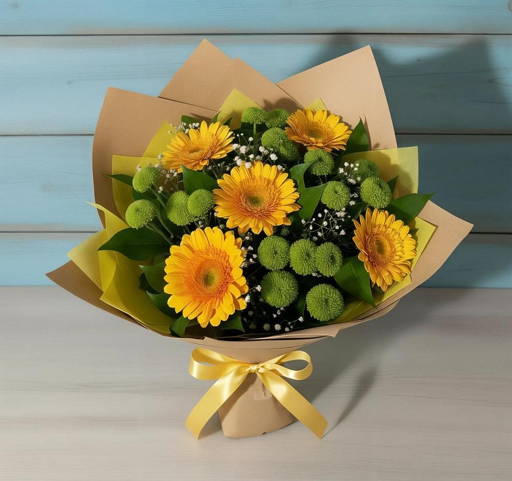 Букет цветов из: Герберы и Хризантемы в Большовской