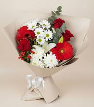 Букет цветов из:  Розы, Хризантемы, Герберы и Лилии в Большовской