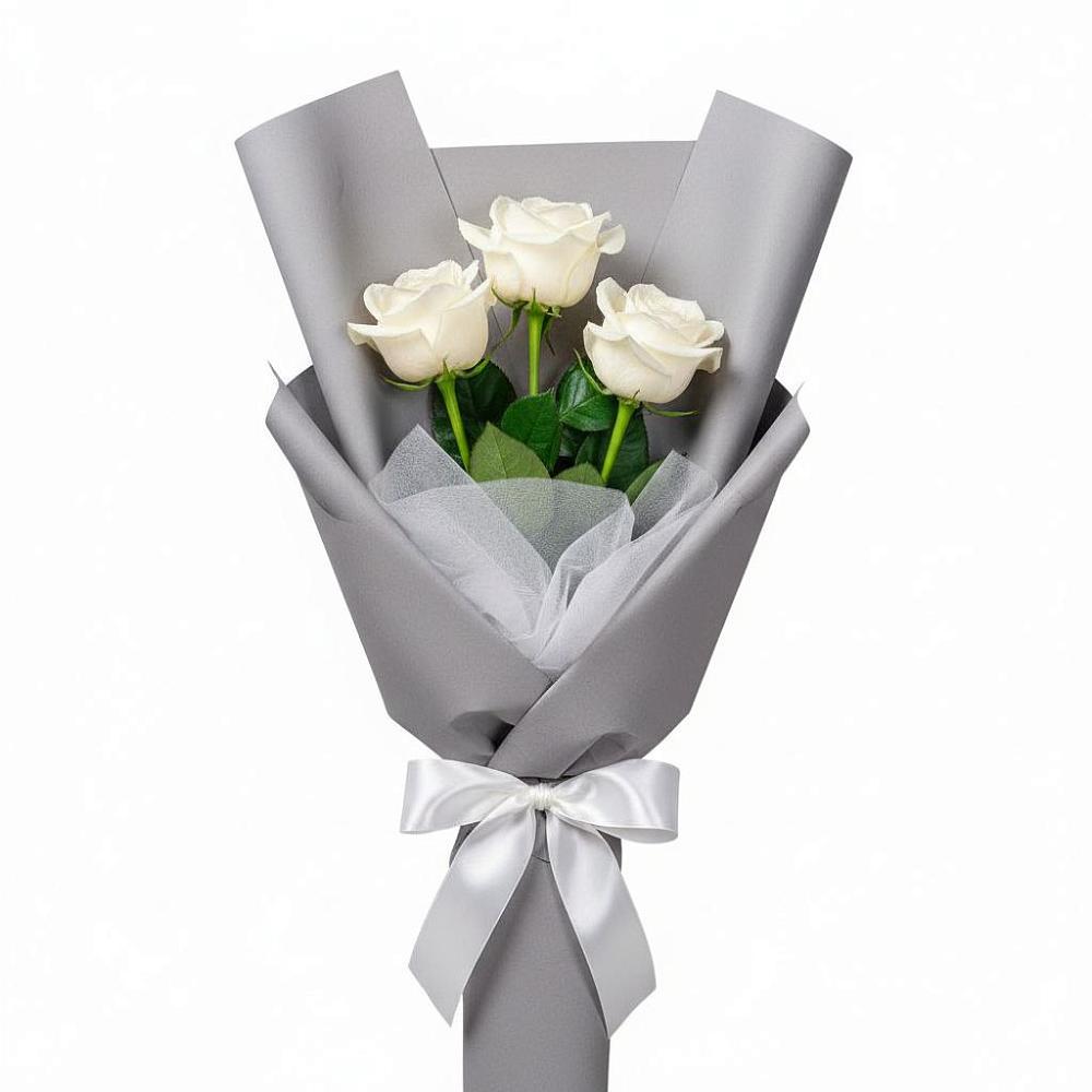 Букет 3 белые розы в Большовской