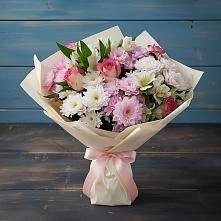 Букет цветов из:  Хризантемы, Альстромерии и Розы #REPLACE_PRED# Большовской