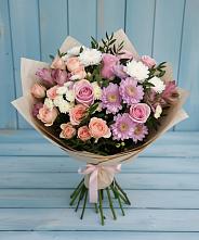 Букет цветов из:  Хризантемы, Розы и Альстромерии в Большовской